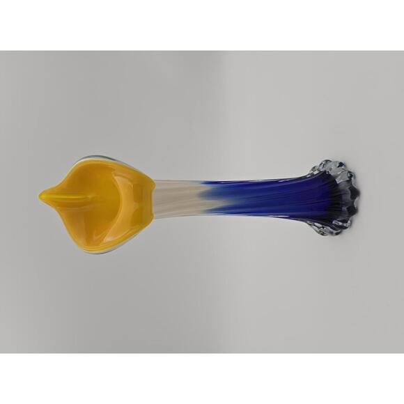 Yellow/Blue Glass Vintage Jack In the Pulpit Vase - Picture 1 of 6